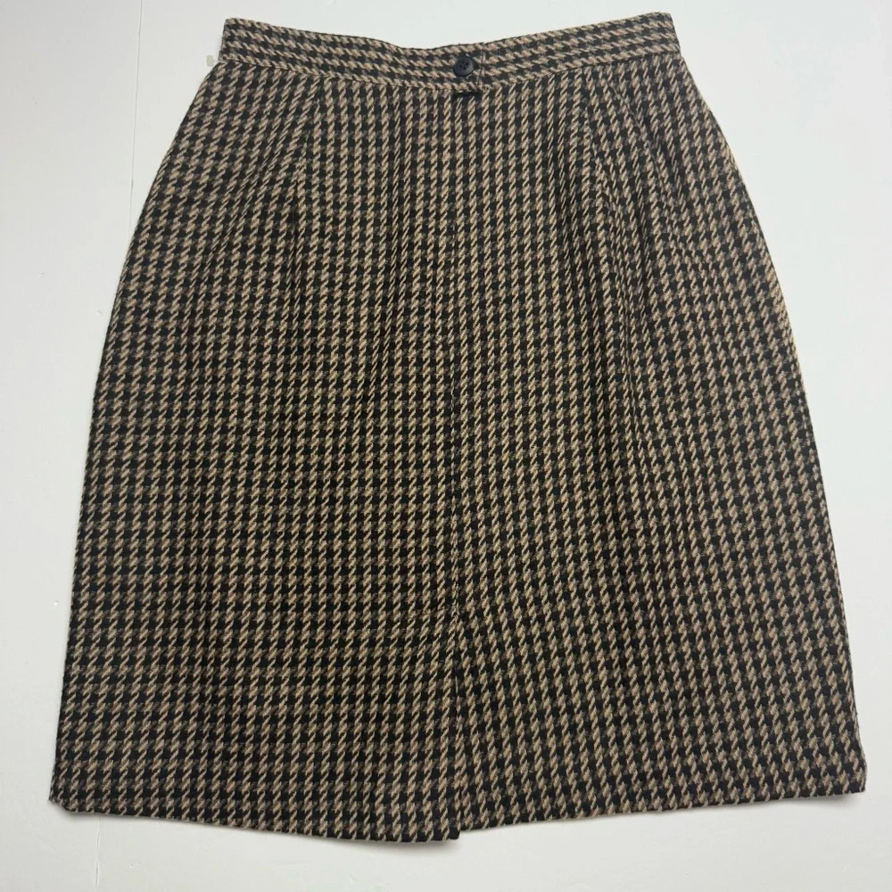 Vintage BRIGGS NY Fully Lined Wool Blend Brown Pencil Skirt Size: 8P Made In USA - Picture 2 of 12